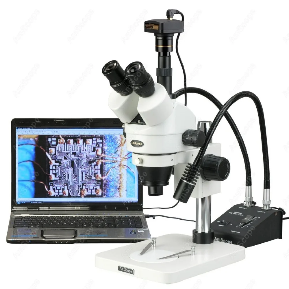 Цифровой стерео микроскоп-AmScope поставки 3.5X-225X цифровой зум микроскоп w гусиная