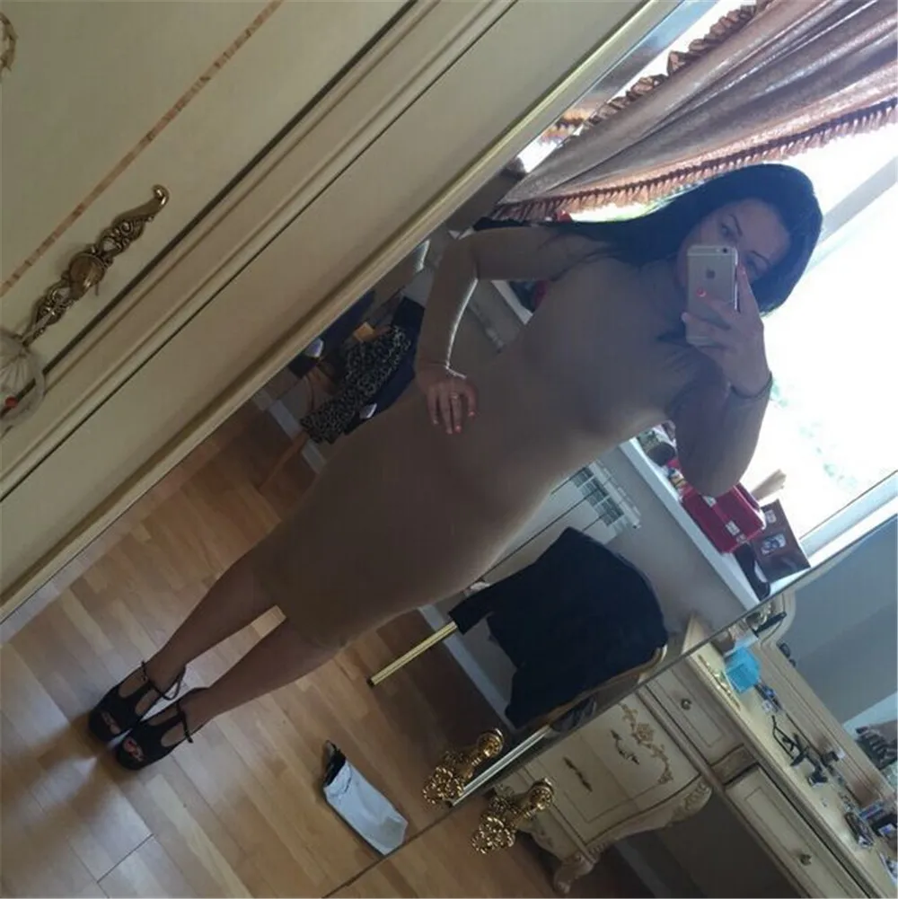 Party Slim Hip Bodycon Dress Vestidos Clubwear Women Sexy Club Dress Turtle Neck Long Sleeve Dresses Elegant Pencil Dress (4)