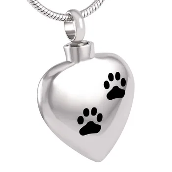 

11.11 Double Paw Print Dog Heart Shape Stainless Steel Cremation Urn Pendant Necklace,Pet Cremated Ashes Jewelry Urns