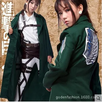 

Anime Attack On Titan Survey Legion Costume Cosplay Green Clothing Cloak long manteau cartoon Japanese Eren Jaeger