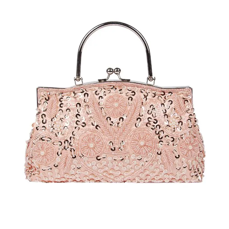 Премиум женский винтажный вышитый бисером блестящий дизайн Цветочный вечерний кошелек большой клатч сумка с верхней ручкой