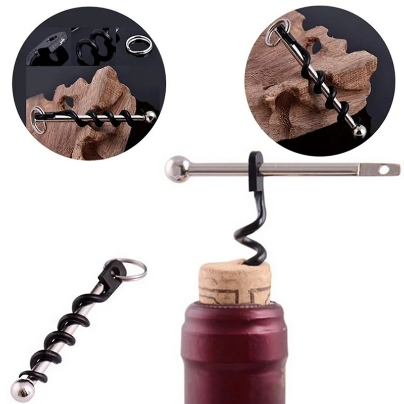 Details about   Steel Portable Keyring Cork Puller Red Wine Bottle Opener Corkscrew Twist Stick 