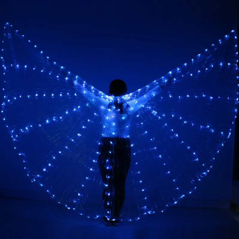 Женский светодиодный светильник Isis, крылья, костюмы для танца живота, 360, Египетский сценический, Новое поступление, DJ светодиодный, крылья с палочками - Цвет: Blue