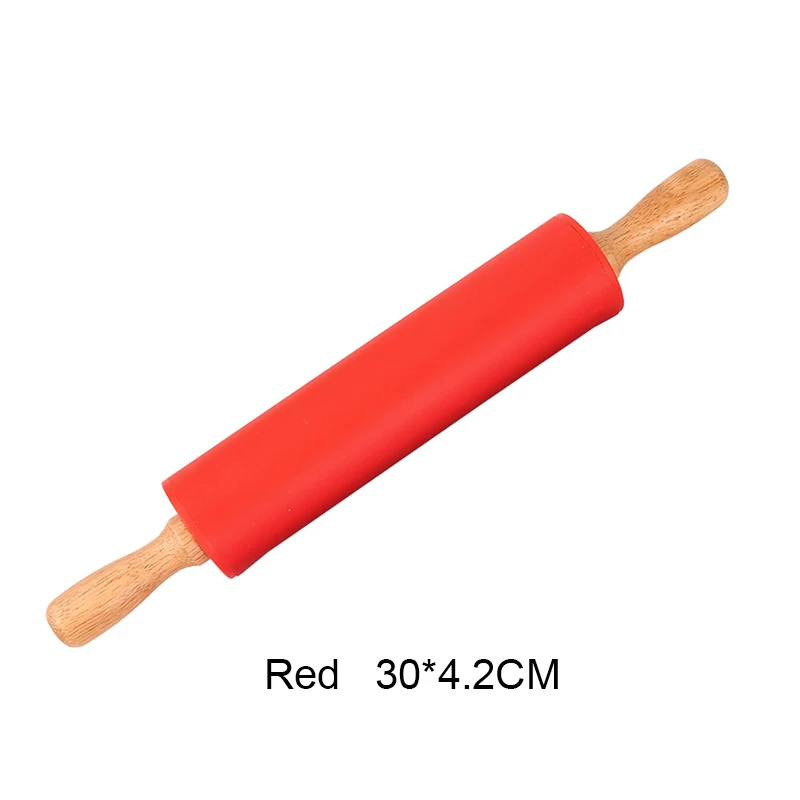 Силиконовые скалки антипригарные формы для выпечки скалка для помадки с пластиковой ручкой Кондитерские инструменты - Цвет: red