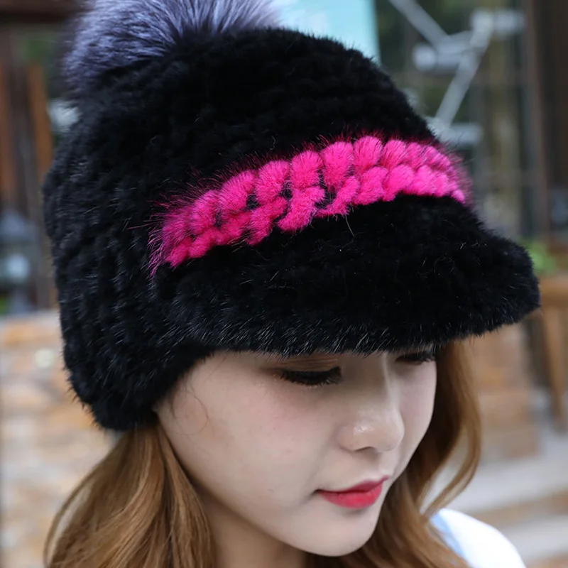 Glaforny Visors теплая зимняя шапка Норковая кепка норковая модные шапки вязаная ручной