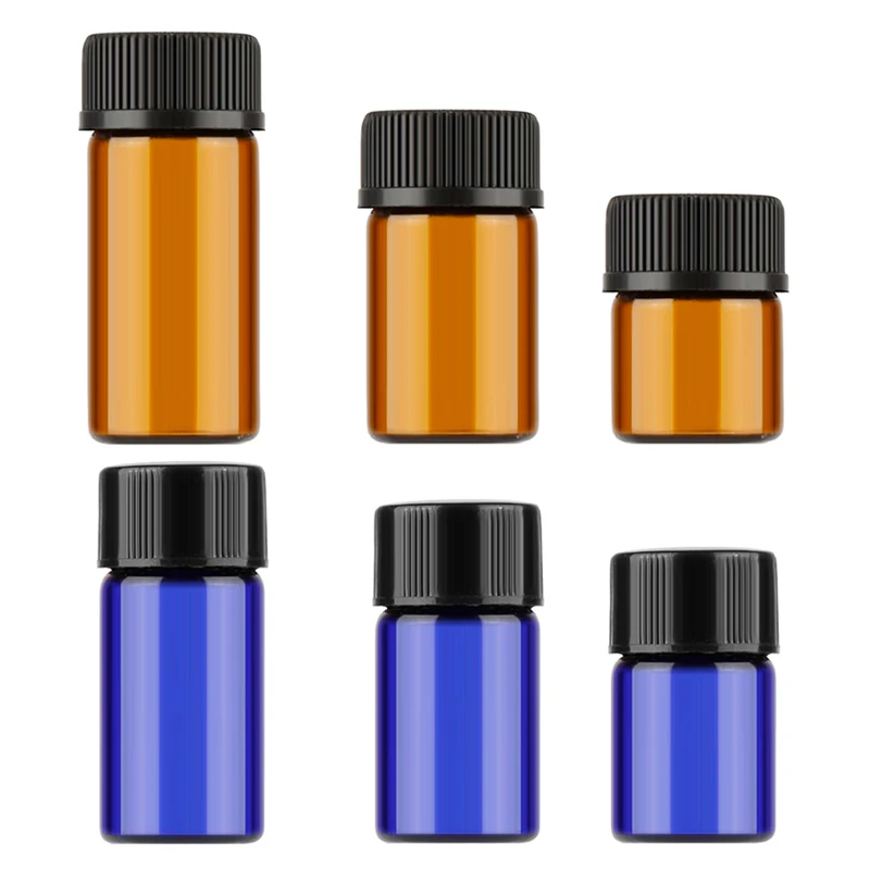 Aihogard 10 шт. 3 мл/2 мл/1 мл янтарные/синие стеклянные бутылки пустые бутылки для эфирного масла духи жидкость держатель бутылки+ крышка портативный