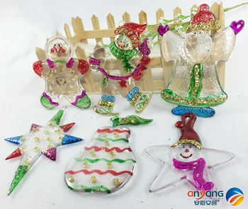 

Christmas ornaments Christmas tree pendant 10-13CM acrylic painted snowman elderly five-star pear 6 pieces