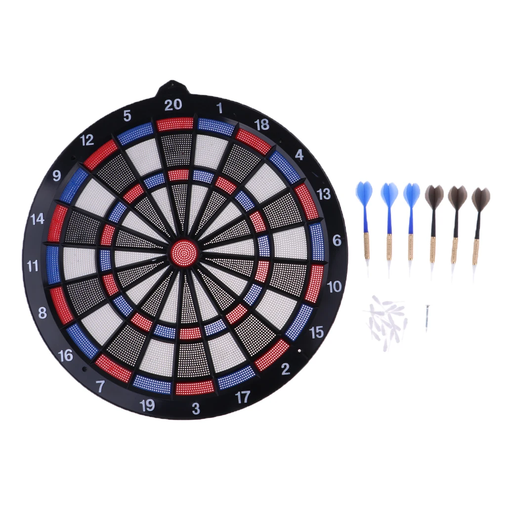 MagiDeal 45.5cm Dart Board with Darts Dart Board Sets for Adults Teenagers Plastic Darts Accessories