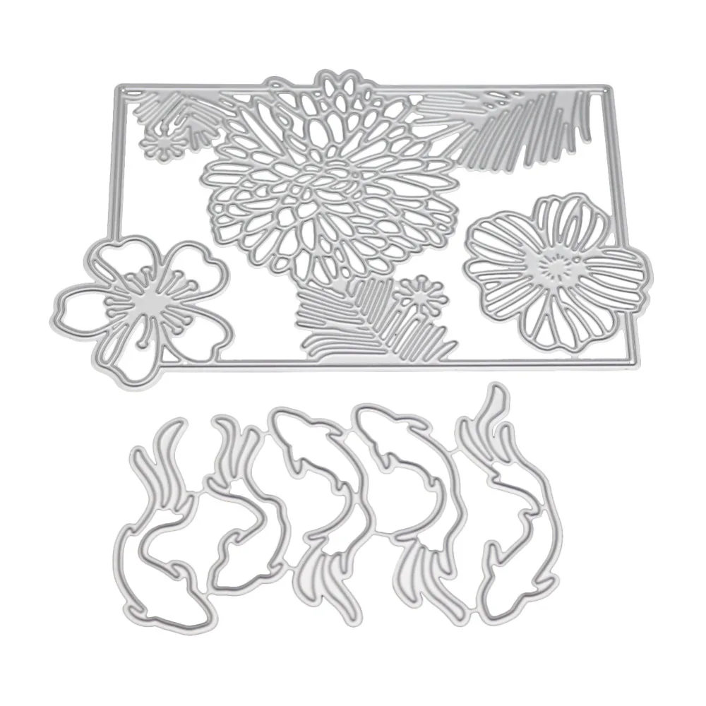 5 шт. рыбные цветы рамка металлические Вырубные штампы трафареты для DIY штамп для скрапбукинга/фотоальбом декоративное тиснение DIY бумажные карты