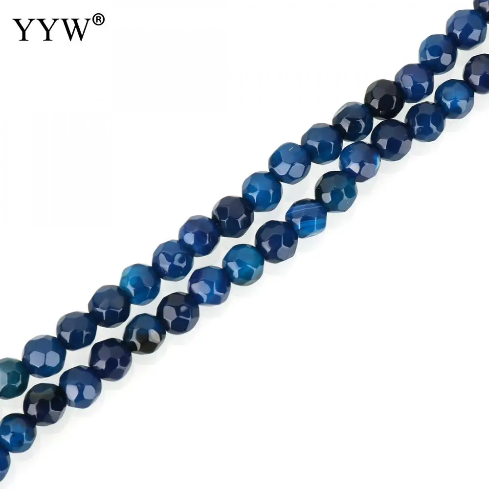 

Approx 95pcs/Strand Natural Blue Beads Agat Beads Faceted Cut Round 4mm For Jewelry Making Diy Bracelet Necklace Gift