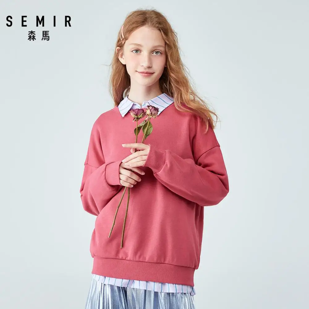  SEMIR Women Sweatshirt Pullover Sweatshirt with Ribbed Crewneck and Cuffs and Hem Girls Fashion Sol