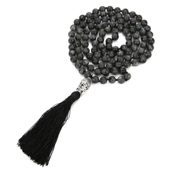 

Balibali Buddhism Healing Balance Player 108 Mala Buddha Necklace Pendants Frosted stone Statement Long Necklace for Women Men