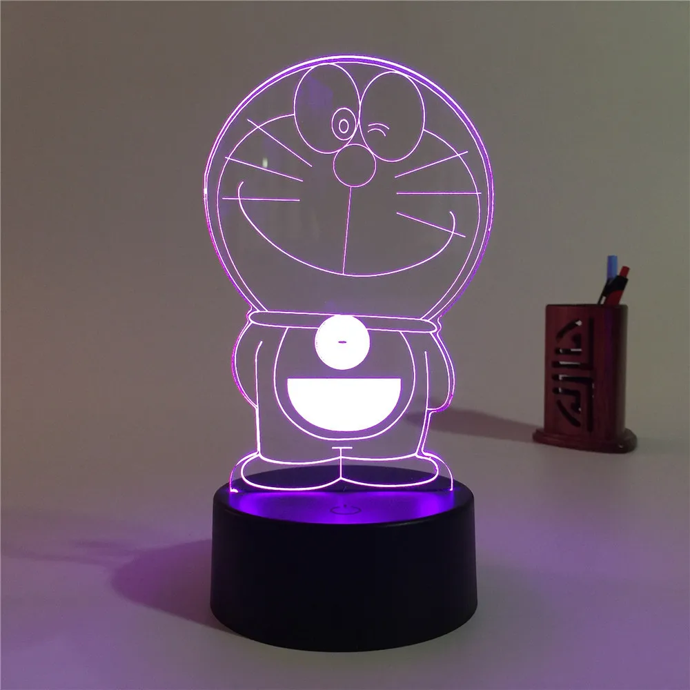 Doraemon 3D стерео лампа видения акриловая 7 цветов Изменение USB прикроватный ночник