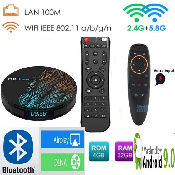 HK1 MAX tv box Android 9,0 2G/4G rom 16G/32G/64G 2,4G/5G Dual Wifi RK3318 четырехъядерный BT 4,0 vs tanix tx6 медиаплеер - Цвет: 4g 32G G10