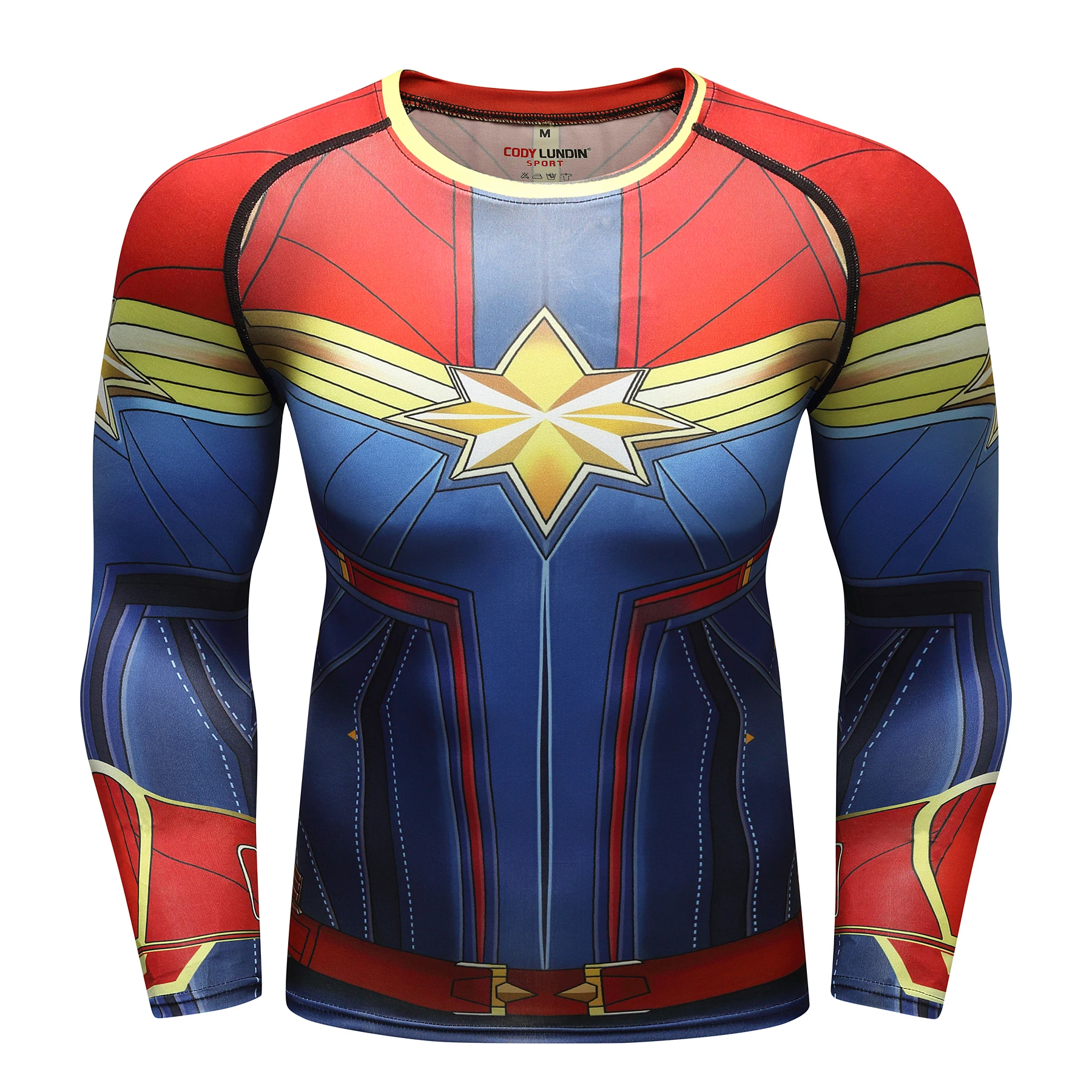 

Captain 3D Printed T shirts Men Compression Shirts Raglan Sleeve 2019 Long Sleeve Pattern Tops Male Comics Cosplay Costume Cloth