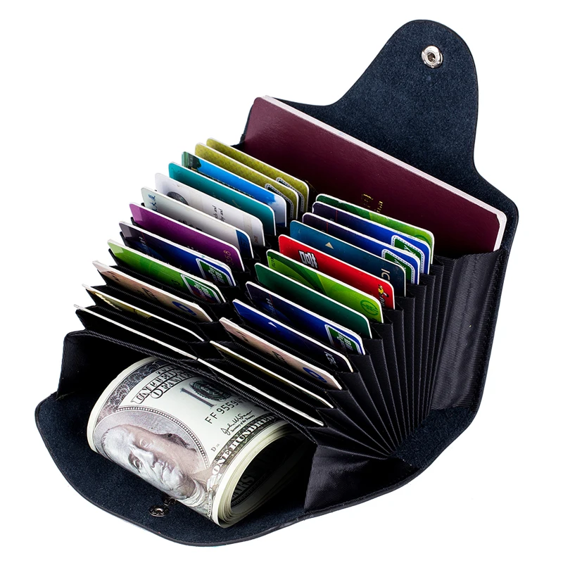 

MELOVO Unisex Genuine Leather Card & ID Holders Vintage Hasp Card Card Holders HL6668