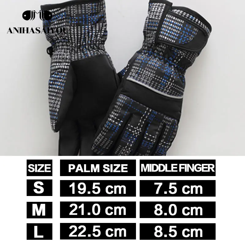 Уличные велосипедные перчатки женские лыжные пуховые хлопковые перчатки женские зимние толстые теплые женские зимние варежки водонепроницаемые и холодные - Цвет: Black blue