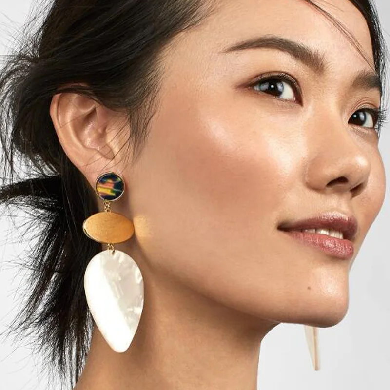 

JERPVTE Bohemian 2018 Vintage New Colorful Acrylic Earrings 2018 Zinc Alloy Water Drop Statement Earrings For Women