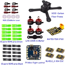 RC mini drones 30A SUPER RACERBEE BLHELI_S ESC+LHI2205-S F4 Mini FC included in X210 4mm Carbon Fiber Frame+RGB LED with cover
