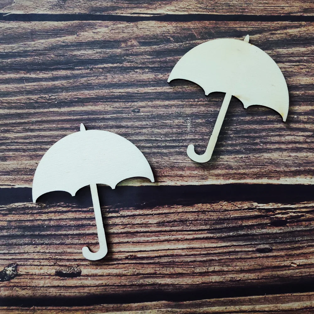 

10pcs Wooden Umbrella Shapes Ornament Art Projects DIY Craft Decoration Gift Decoupage Laser Cut Scrapbooking Favors