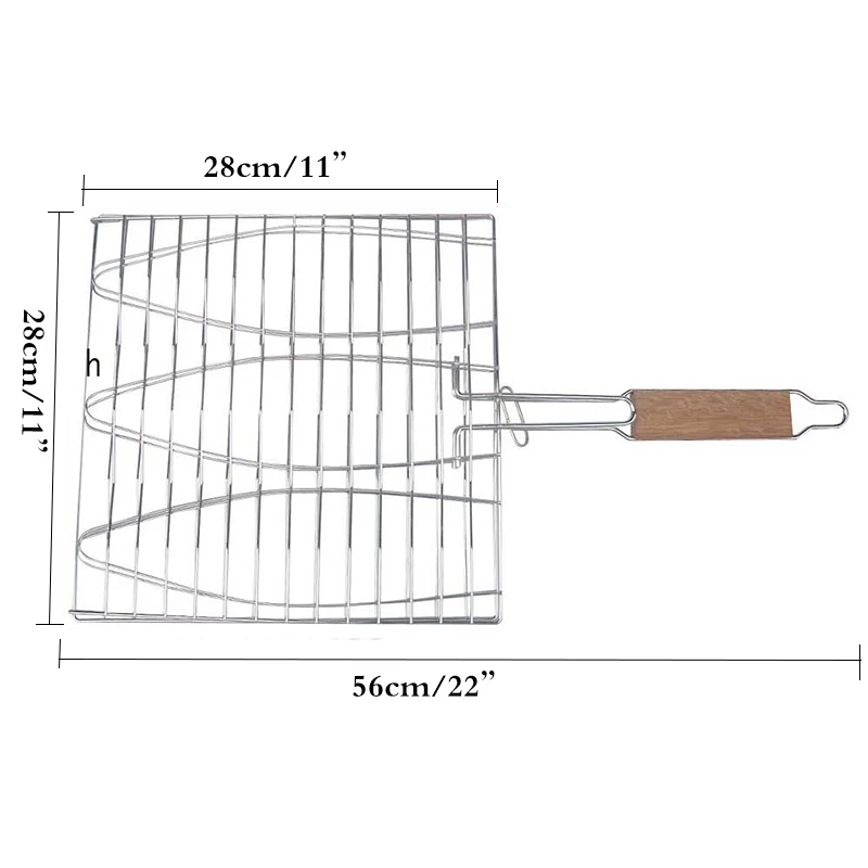 Антипригарная решетка для гриля для рыбы барбекю Mesh сетка деревянная ручка барбекю решетка для гриля металлические принадлежности для барбекю инвентарь для барбекю