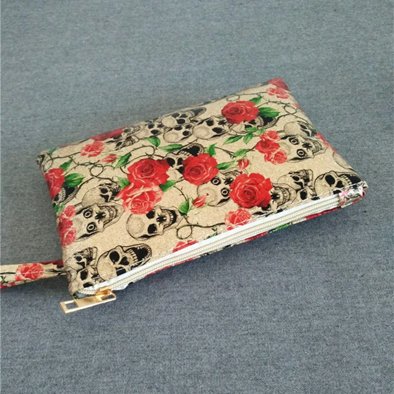 

YILE New Fashion Lady PU Handbag Purse Wallet Bag Flower Skull 0963