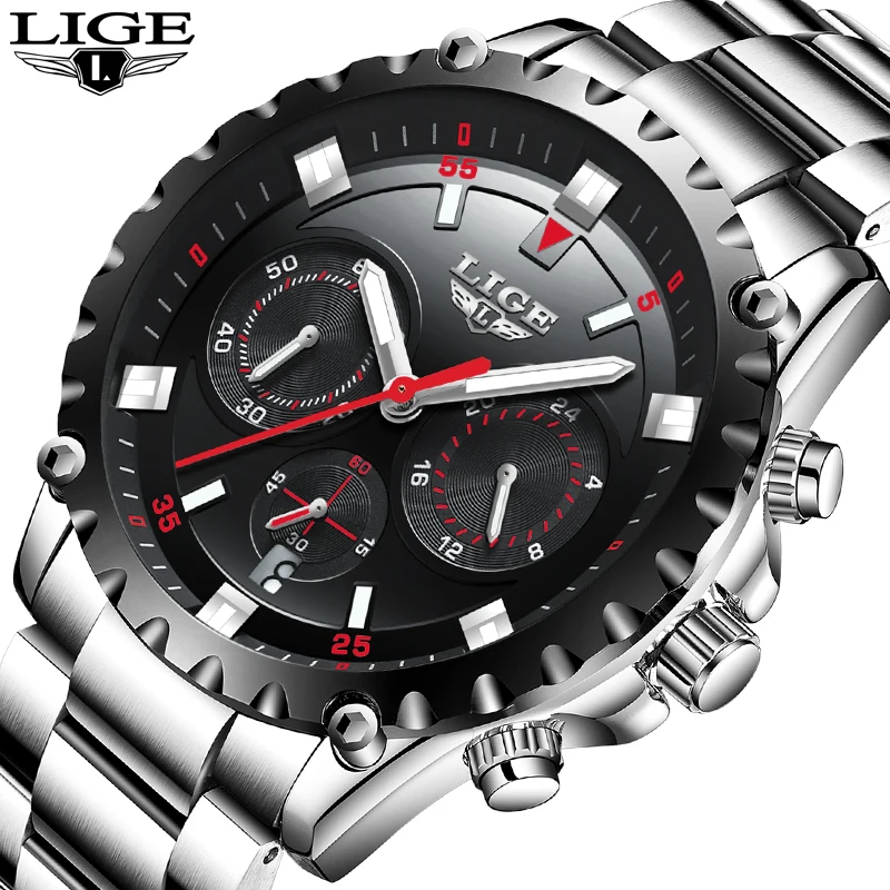 

Luxury Brand LIGE Watch Men's Fashion Sport Military Quartz Watch Men's All Steel Business Waterproof Clock Relogio Masculino