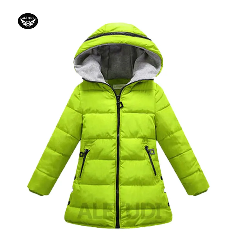 ALEYUDI Kids Hooded Long Jacket Girl Winter Thicken Coat Fashion