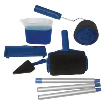 

5 in 1 Paint Runner Pro Roller Brush Handle Tool Roller Paint Brush Set Flocked Edger Office Room Wall Painting DIY Garden Tool
