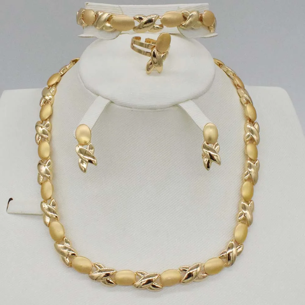 

Dubai gold-color New Fashion jewelry set Bridal Nigeria African beads jewelry Necklace Bangle Earring Ring wedding jewelry set