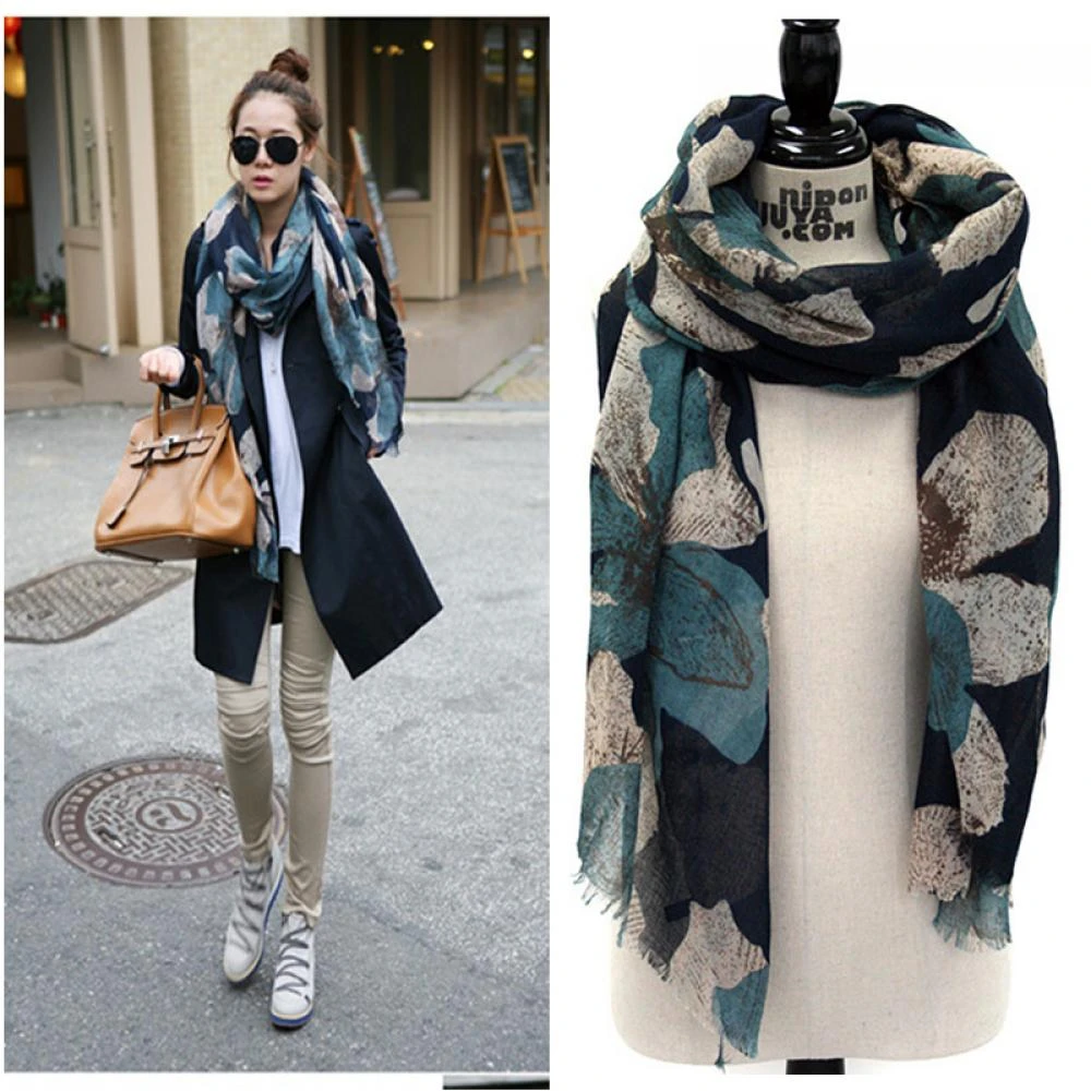 Bufandas de fiesta elegantes para mujer, chal largo Vintage de suave con estampado de gasa para otoño, invierno Navidad, novedad|party scarf|cotton voilescarf shawl - AliExpress