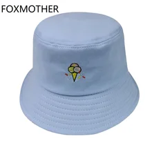 FOXMOTHER Новая Осенняя Kawaii модная кепка с металлической буквой небесно-голубой розовый желтый мороженое женская панама Корейская Chapeau