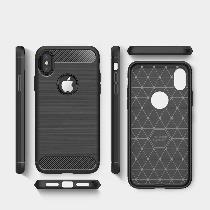 Luxury Phone Case on for iphone XS XR XS Max Shockproof Carbon Fiber Soft Silicone Cover for iphone X 5 5S SE 6 6s 7 8 Plus Case