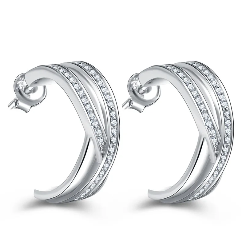 

Stud Earrings Zircon Fashion Earring for Women Wedding Party Lady Classic Full Drill Jewelry Geometric Shining Earring