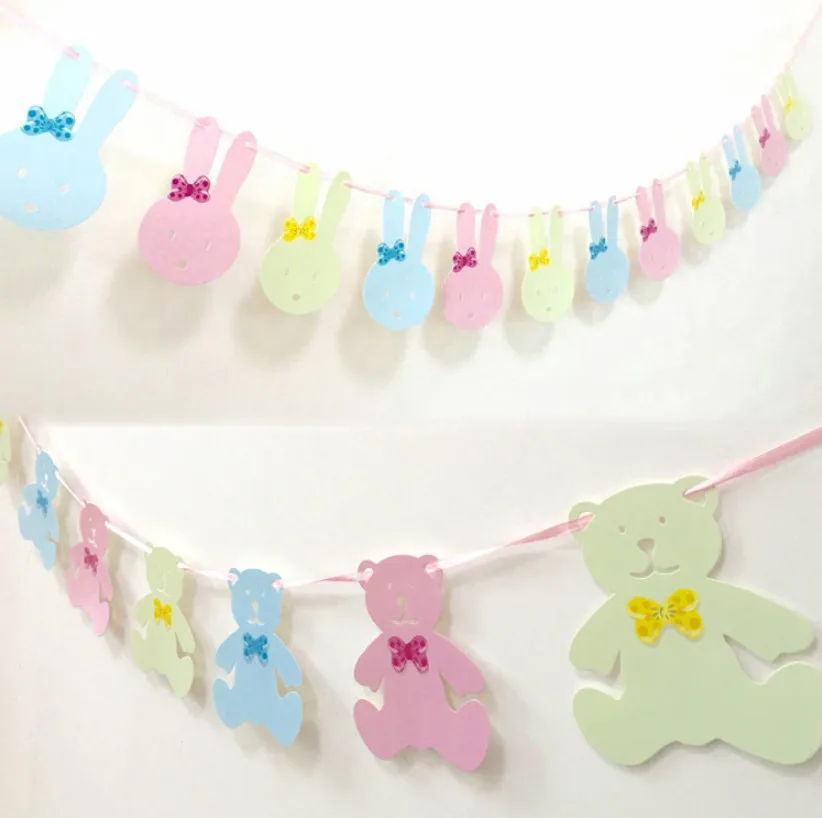 

3.2M DIY Cartoon Rabbit Animal Decor Banner Baby Room Decoration Bedding Bumpers Kids Party Flags Kids Girls Room Decro