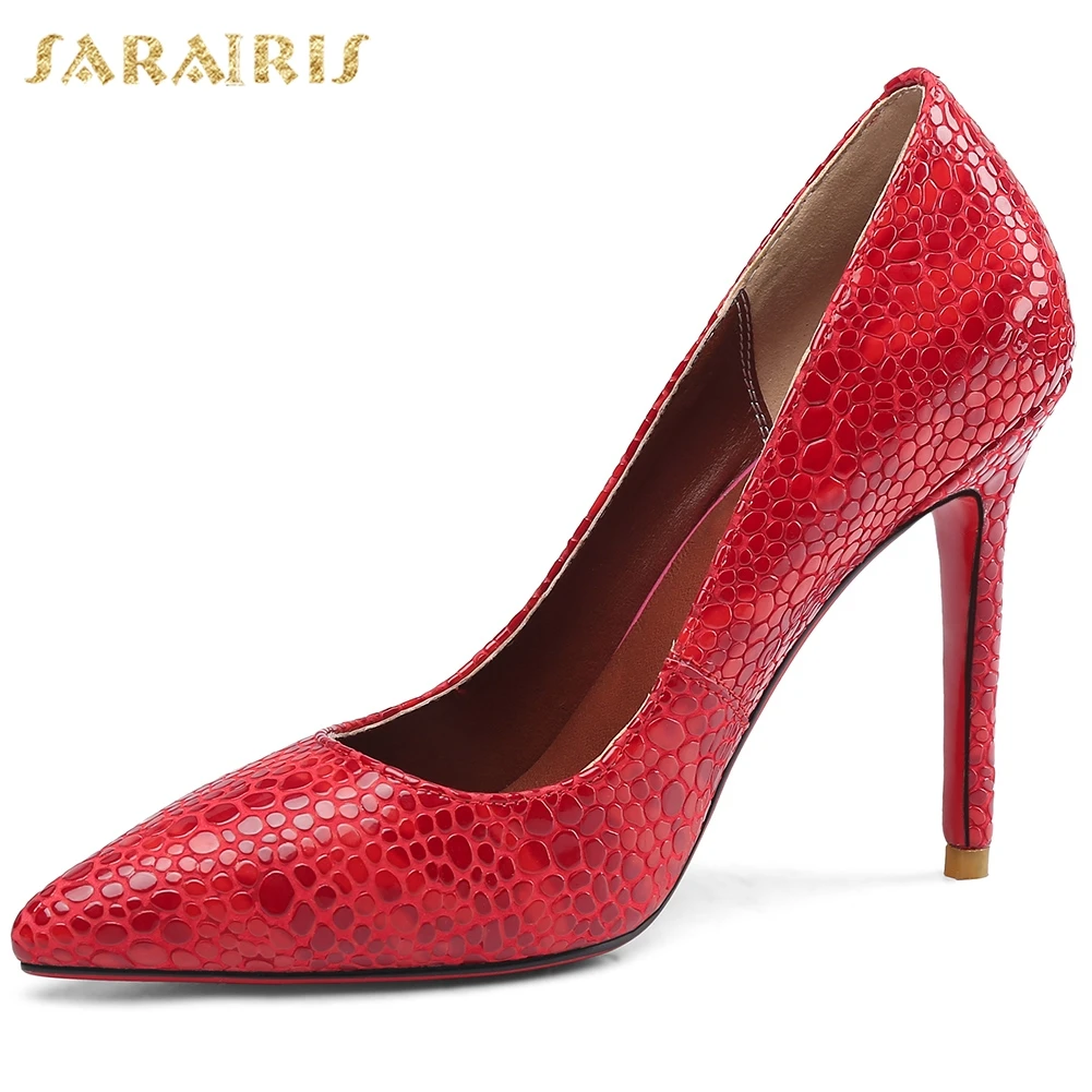 

Sarairis 2019 Genuine Cow Leather Large Size 33-43 Slip On Elegant Pumps Woman Shoes Women Pointed Toe Party Pumps