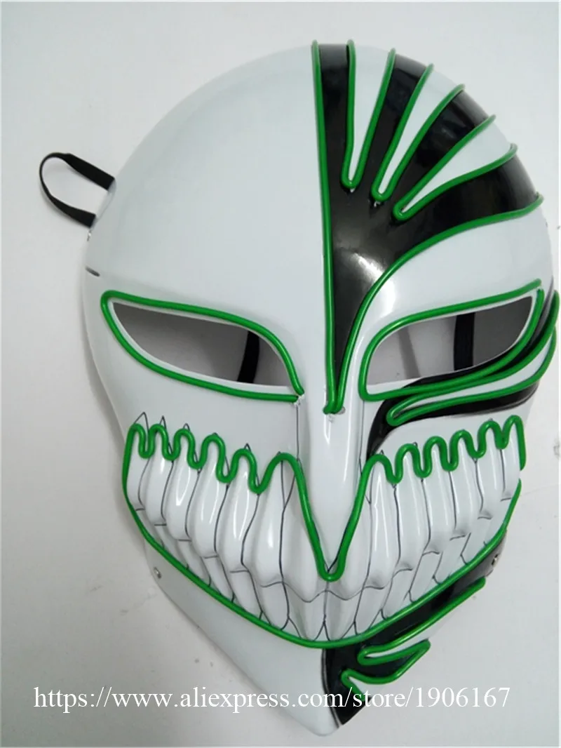 Halloween ghost Slit mouth light up glowing EL wire Cute mask Fashion Cosplay mask Costume mask for party By 3V Steady On Driver15