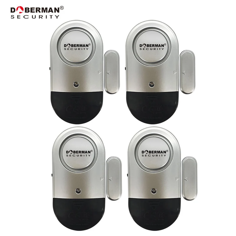 

Value Pack 4pcs Doberman Security Sensor Detector Door Window Magnetic Alarm for Warning Burglars Intruder Home Security Alarm