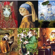 Микс 10 шт Ретро кошки печать ткань Сделай Сам шитье Лоскутная кошка дизайн домашний декор изготовление кошелька материал ткань Рамка Картина