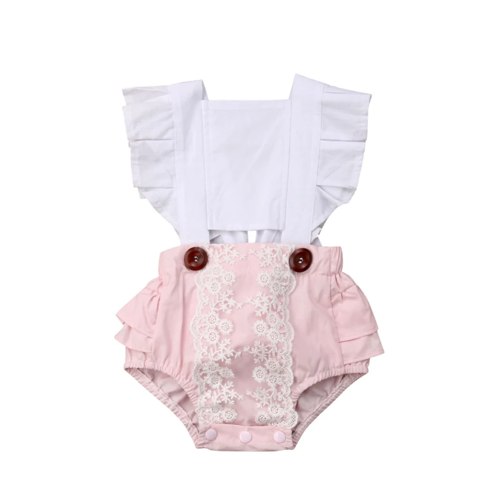 Летняя одежда для маленьких девочек, кружевной комбинезон в горошек с цветочным рисунком и открытой спиной, комбинезон, Одежда для новорожденных, одежда для детей, малышей