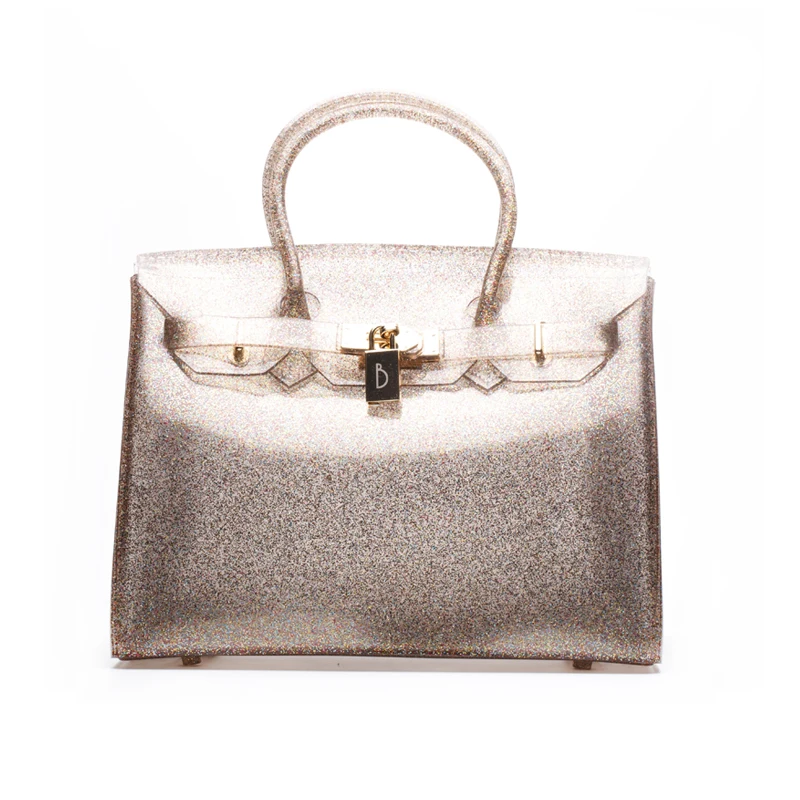 

Jellyooy 30cm Large Size Glitter Multi Color Women Plastic PVC Jelly Handbags Designer Candy Color Shoulder Bag Beach Bag