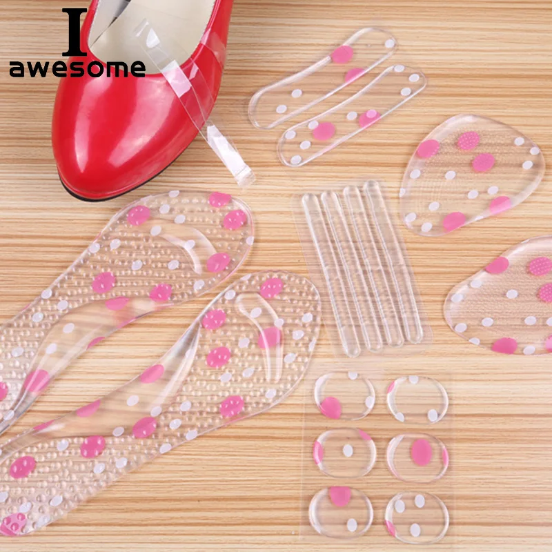 

6 In 1 Silicone Feet care Liner set silica gel Insole Inser stickers transparent slip-resistant foot shoes stickers Cushion Pads