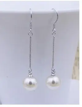 

free shipping >>>>noble jewelry 1Pair 925 Silver 8mm Freshwater Pearl Earrings