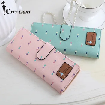

New Women's Synthetic PU Leather Tulip Printing Credit Card ID Long Card Holders Business Card Holders 55 Card Positions