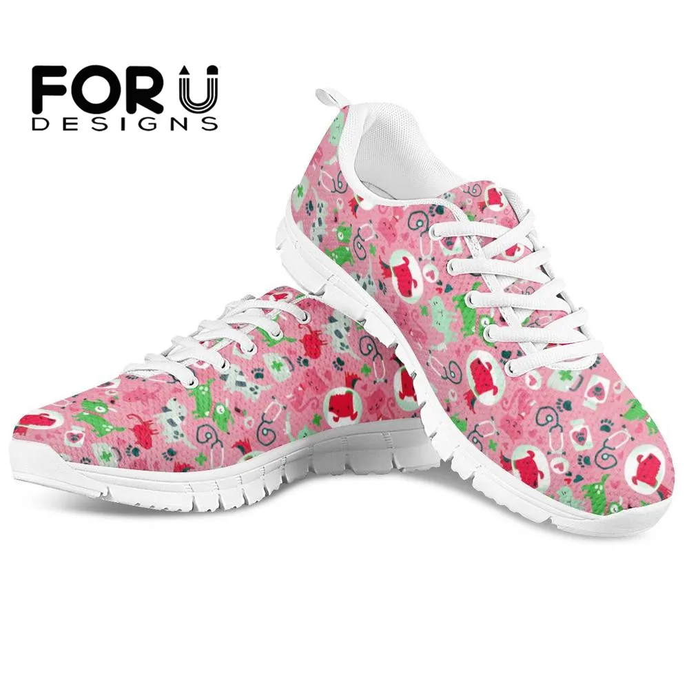 

FORUDESIGNS Drop Shipping Veterinary Ladies Sneakers Flats Women's HOT Veterinarian Brand Design Women Mesh Light Zapatos Mujer