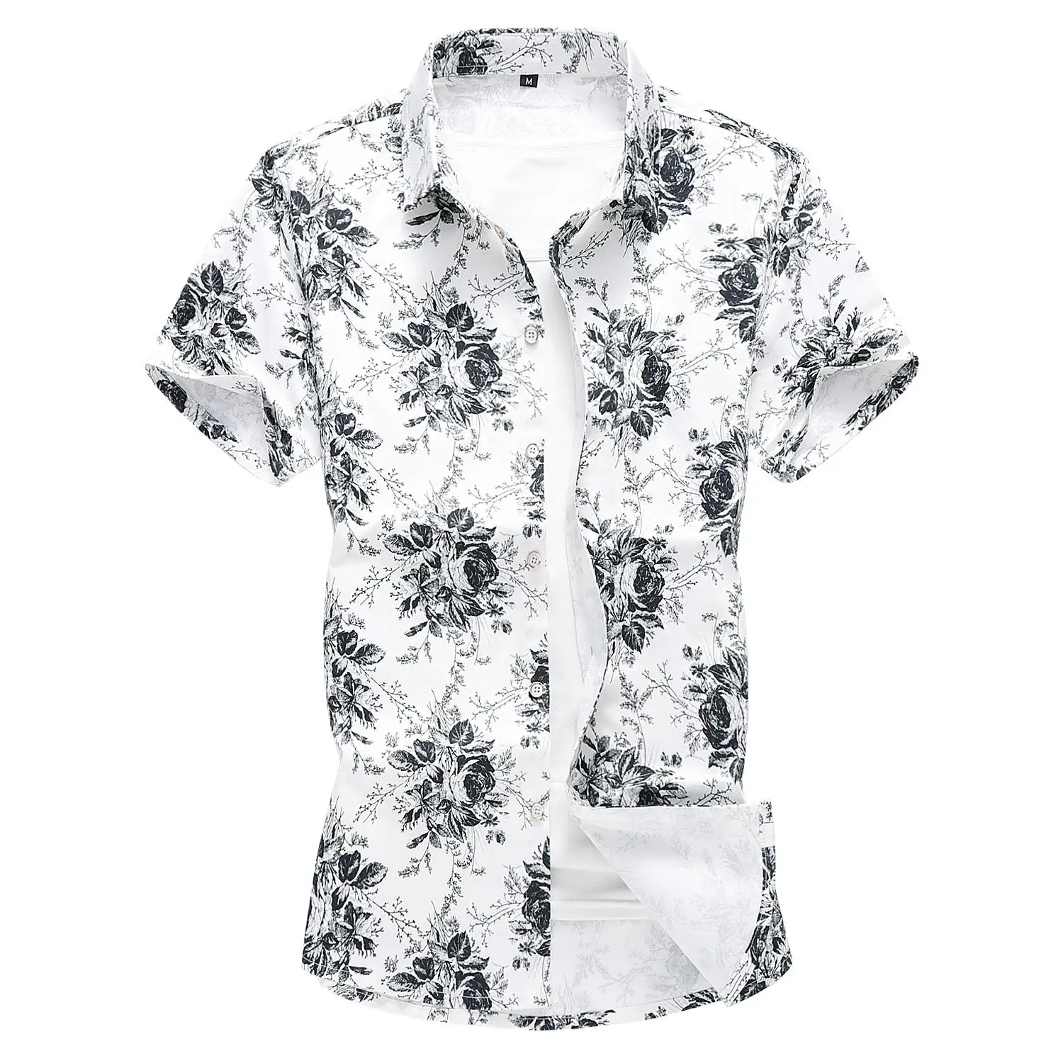 

Hawaiian Style Men's Shirts Flower Cotton Fashion Beach leisure Casual Shirt Mens Clothing Blouse Men Summer