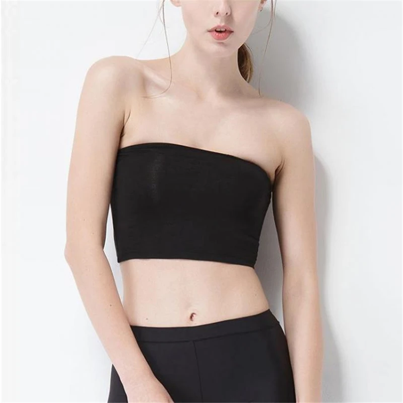 

Summer Women Sexy Tube Top Strapless Black Bandeau Sleeveless Sports Bra Underwear Wrap Chest IK88