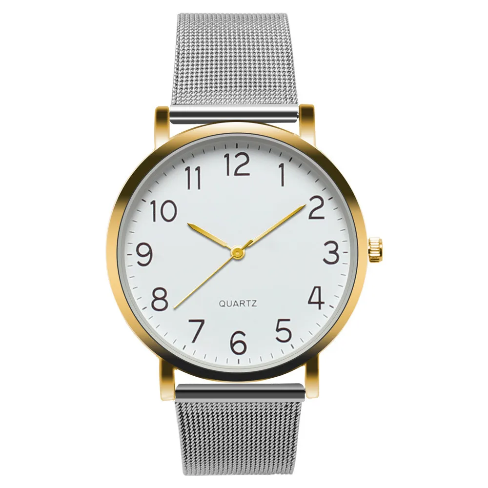 Мужские часы унисекс, простые, деловые, Топ бренд, Роскошные, нержавеющая сталь, сетчатый ремешок, кварцевые наручные часы, повседневные, мужские часы, reloj hombre - Цвет: B