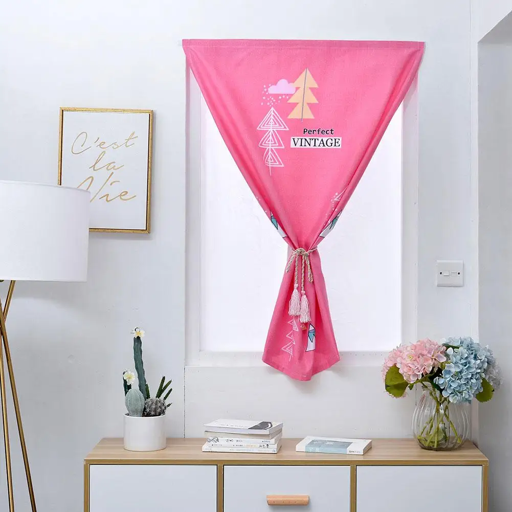 

Tower Stick-on Balcony Short Curtains Window Screening Solid Door Curtains Kitchen Blockout Drape Window Treatment Home Decor