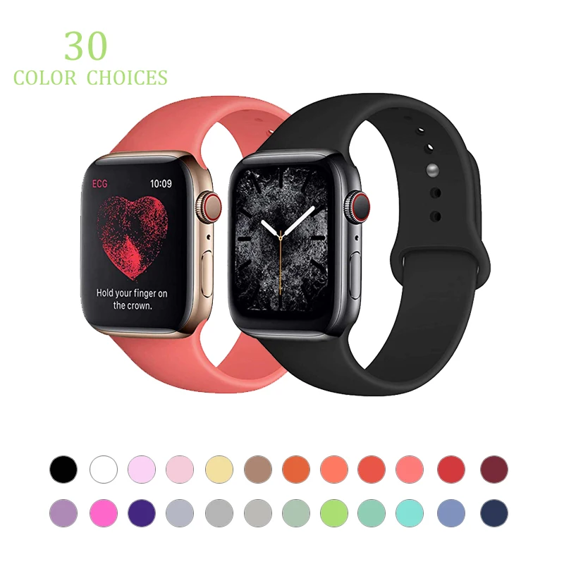

Soft Silicone Replacement Sports Band for Apple Watch 5 4 3 2 1 38MM 42MM Bands Watchband Strap for Iwatch series 4 40mm 44mm